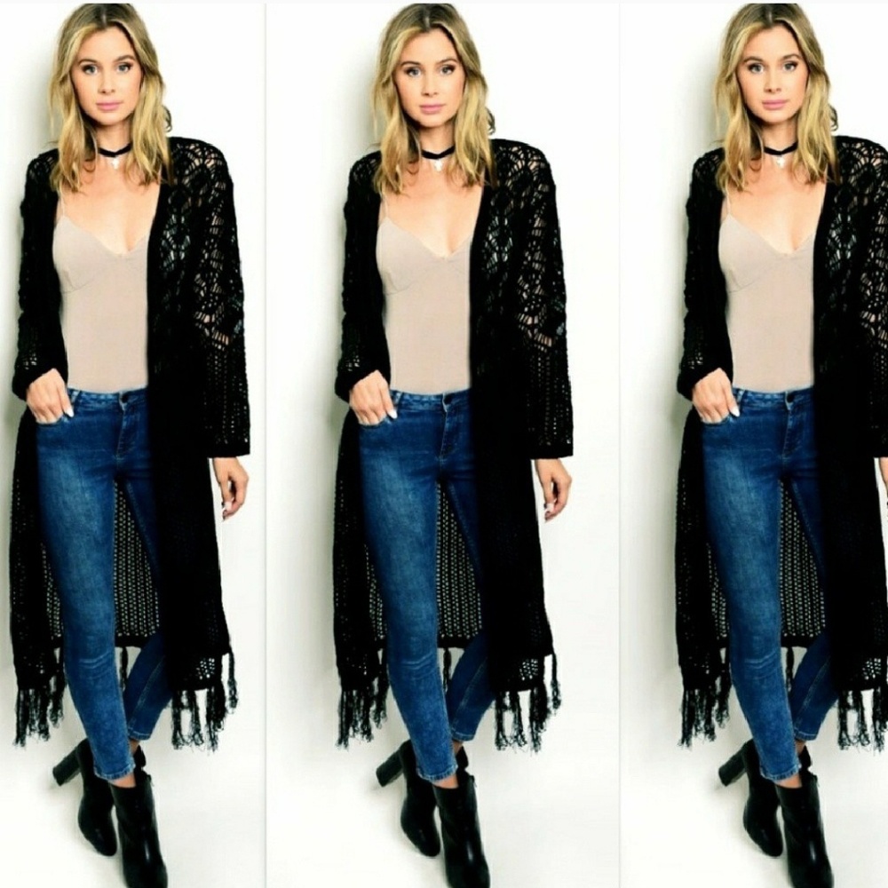 🆕❌BLACK OR CREAM LONG SWEATER MAXI CARDIGAN